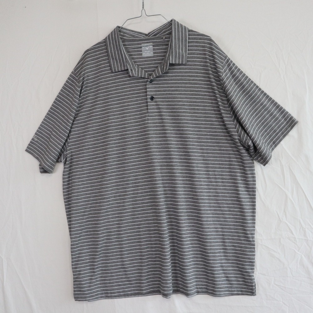 Callaway Polo Shirt Mens 2XL XXL Opti-Dri Performance Golf Striped Short Sleeve